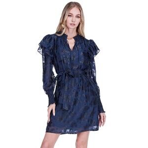 NEW JOY JOY flutter sleeve dress in navy